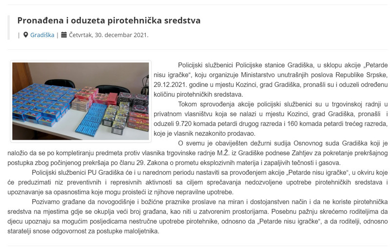 Bosnia-and-Herzegovina-avmp/Pronadena-i-oduzeta-pirotehnicka-sredstva