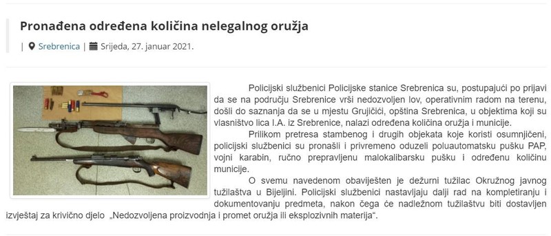 Bosnia-and-Herzegovina-avmp/Pronadena-odredena-kolicina-nelegalnog-oruzja
