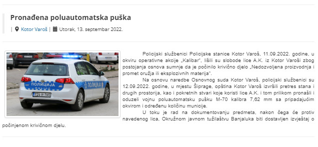 Bosnia-and-Herzegovina-avmp/Pronadena-poluautomatska-puska