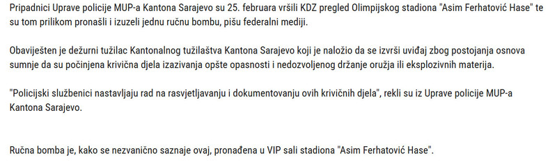 Bosnia-and-Herzegovina-avmp/Pronadena-rucna-bomba-na-stadionu-Kosevo-uoci-utakmice-Sarajeva-i-Veleza_1