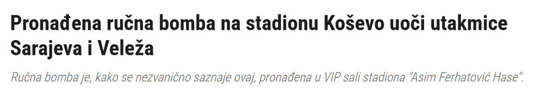 Bosnia-and-Herzegovina-avmp/Pronadena-rucna-bomba-na-stadionu-Kosevo-uoci-utakmice-Sarajeva-i-Veleza