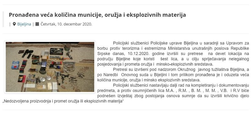 Bosnia-and-Herzegovina-avmp/Pronadena-veca-kolicina-municije-oruzja-i-eksplozivnih-materij