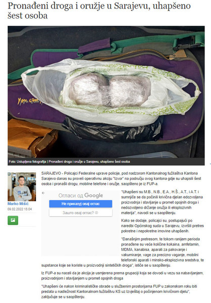 Bosnia-and-Herzegovina-avmp/Pronadeni-droga-i-oruzje-u-Sarajevu-uhapseno-sest-osoba