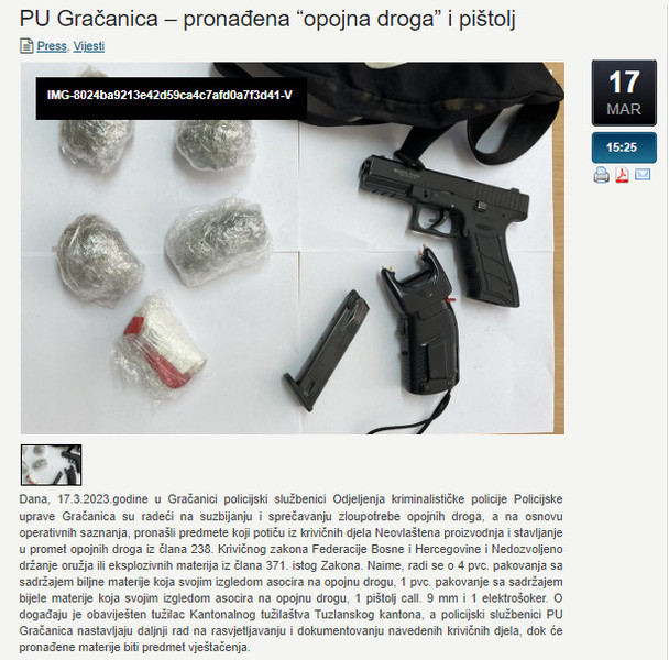 Bosnia-and-Herzegovina-avmp/Pronadjena-opojna-droga-i-pistolj