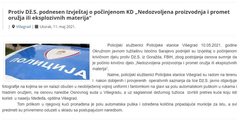 Bosnia-and-Herzegovina-avmp/Protiv-Dz.S.-podnesen-Izvjestaj-o-pocinjenom-KD-Nedozvoljena-p