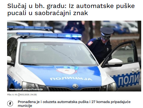 Bosnia-and-Herzegovina-avmp/Pucali-u-saobracajni-znak-u-Prnjavoru