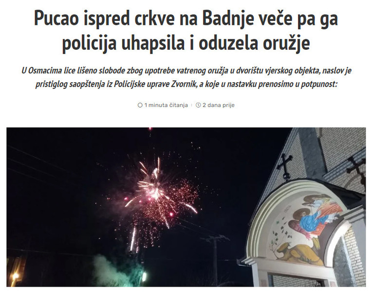 Bosnia-and-Herzegovina-avmp/Pucao-ispred-crkve-na-Badnje-vece-pa-ga-policija-uhapsila-i-od