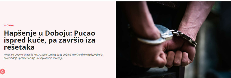 Bosnia-and-Herzegovina-avmp/Pucao-ispred-kuce-u-Doboju-primjetili-ga-policajci