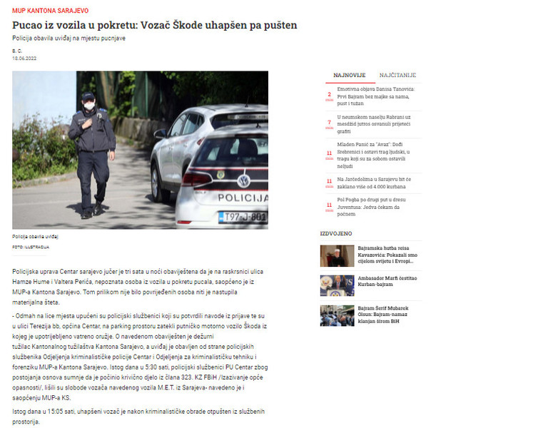 Bosnia-and-Herzegovina-avmp/Pucao-iz-vozila-u-pokretu_-Vozac-Skode-uhapsen-pa-pusten