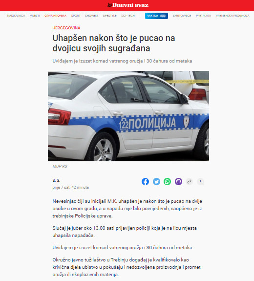 Bosnia-and-Herzegovina-avmp/Pucao-na-dvojicu-sugradjana