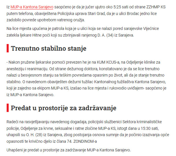 Bosnia-and-Herzegovina-avmp/Pucnjava-kod-Vijecnice-muskarac-zadobio-povrede-opasne-po-zivo