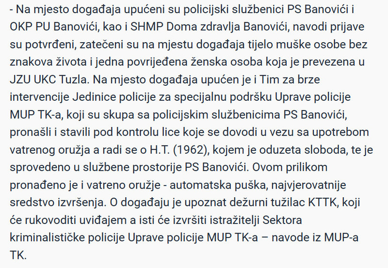 Bosnia-and-Herzegovina-avmp/Pucnjava-u-Banovicima-Muskarac-ubijen-zena-povrijedena_2
