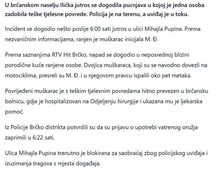 Bosnia-and-Herzegovina-avmp/Pucnjava-u-Brckom-Muskarac-tesko-ranjen-napadaci-pobjegli-na-motociklima_2