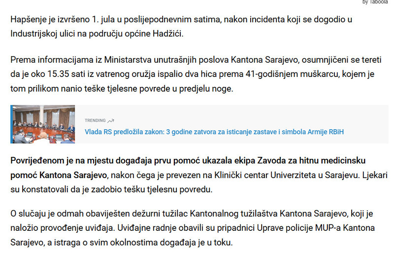Bosnia-and-Herzegovina-avmp/Pucnjava-u-Hadzicima-Oglasila-se-policija-uhapsen-35-godisnjak_1
