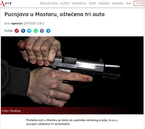 Bosnia-and-Herzegovina-avmp/Pucnjava-u-Mostaru-ostecena-tri-auta