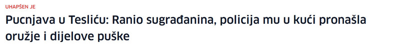 Bosnia-and-Herzegovina-avmp/Pucnjava-u-Teslicu-Ranio-sugradanina-policija-mu-u-kuci-pronasla-oruzje-i-dijelove-puske
