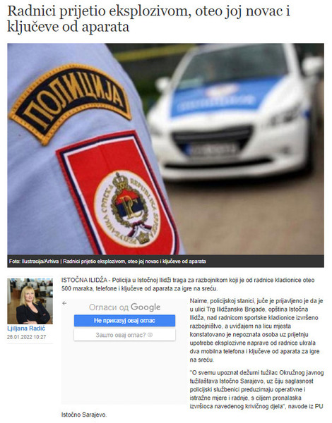 Bosnia-and-Herzegovina-avmp/Radnici-prijetio-eksplozivom-oteo-joj-novac-i-kljuceve-od-apar