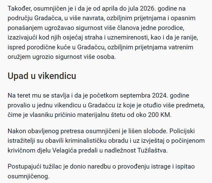 Bosnia-and-Herzegovina-avmp/Ramo-Velagic-22-iz-Gradacca-zavrsio-u-pritvoru-Sumnjici-se-za-kradu-prijetnje-i-napad-na-policajca_2