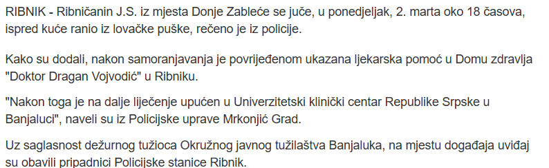 Bosnia-and-Herzegovina-avmp/Ranio-se-iz-lovacke-puske-u-Ribniku-prevezen-u-UKC-RS