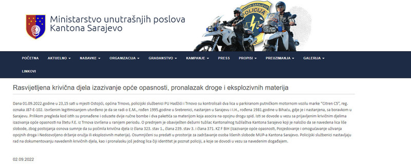 Bosnia-and-Herzegovina-avmp/Rasvijetljena-krivicna-djela-izazivanje-opce-opasnosti-pronala