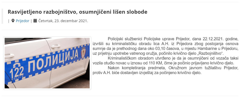 Bosnia-and-Herzegovina-avmp/Rasvijetljeno-razbojnistvo-osumnjiceni-lisen-slobode
