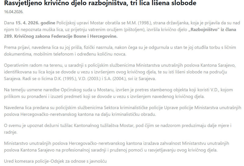 Bosnia-and-Herzegovina-avmp/Rasvjetljeno-krivicno-djelo-razbojnistva-tri-lica-lisena-slobode