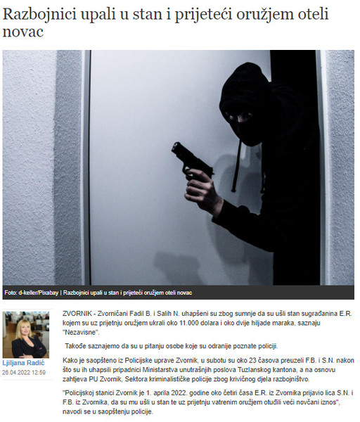 Bosnia-and-Herzegovina-avmp/Razbojnici-upali-u-stan-i-prijeteci-oruzjem-oteli-novac