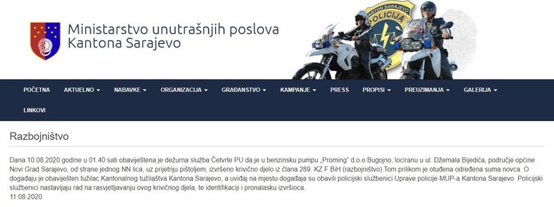 Bosnia-and-Herzegovina-avmp/Razbojnistvo-_-MUP_10.08.2020