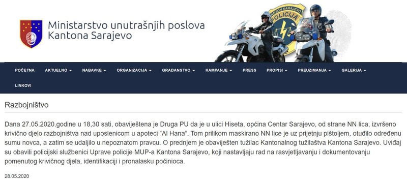 Bosnia-and-Herzegovina-avmp/Razbojnistvo-apoteka-Al-Hana