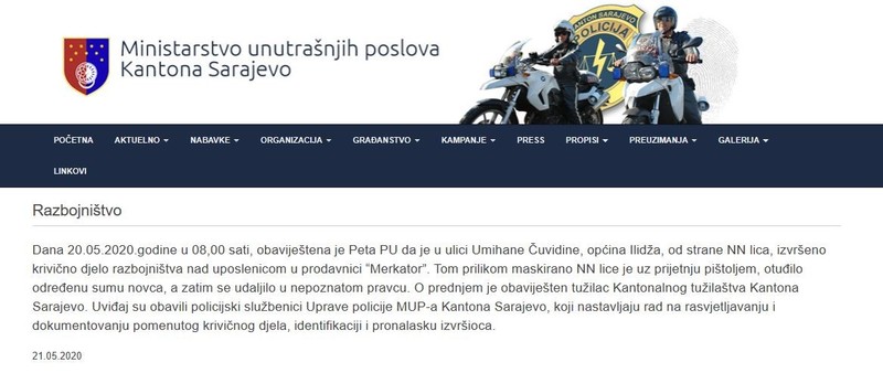 Bosnia-and-Herzegovina-avmp/Razbojnistvo-u-Merkatoru