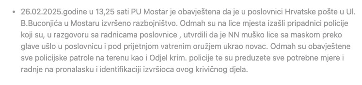 Bosnia-and-Herzegovina-avmp/Razbojnistvo-u-Mostaru