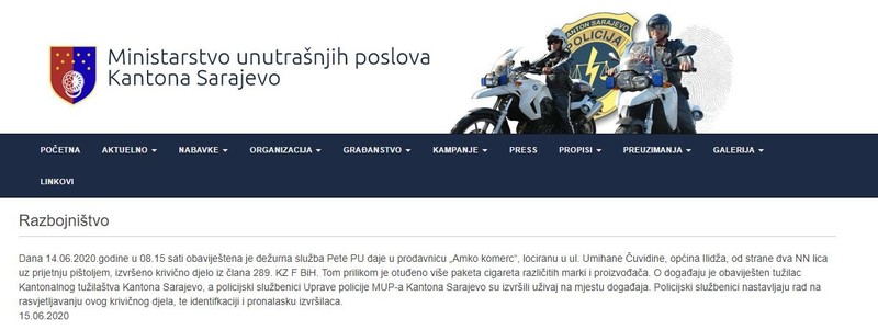 Bosnia-and-Herzegovina-avmp/Razbojnistvo-u-Sarajevu