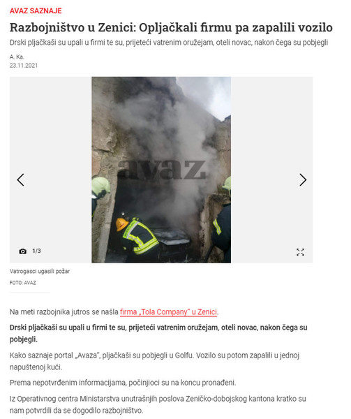 Bosnia-and-Herzegovina-avmp/Razbojnistvo-u-Zenici_-Opljackali-firmu-pa-zapalili-vozilo