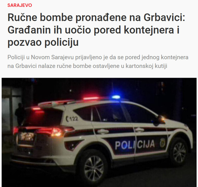 Bosnia-and-Herzegovina-avmp/Rucne-bombe-pronadene-na-Grbavici-Gradanin-ih-uocio-pored-kontejnera-i-pozvao-policiju_1