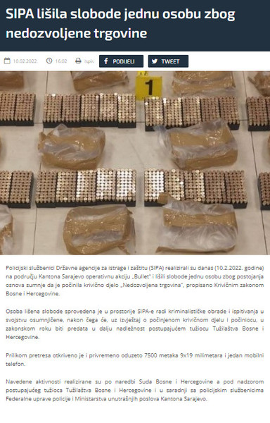 Bosnia-and-Herzegovina-avmp/SIPA-lisila-slobode-jednu-osobu-zbog-nedozvoljene-trgovine---S