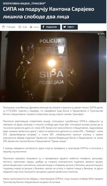 Bosnia-and-Herzegovina-avmp/SIPA-na-podrucju-Kantona-Sarajevo-lisila-slobode-dva-lica