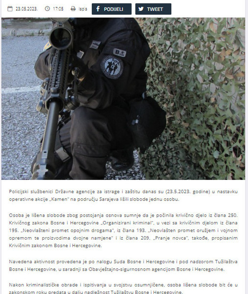 Bosnia-and-Herzegovina-avmp/SIPA-uhapsila-jos-jednu-osobu-Kamen