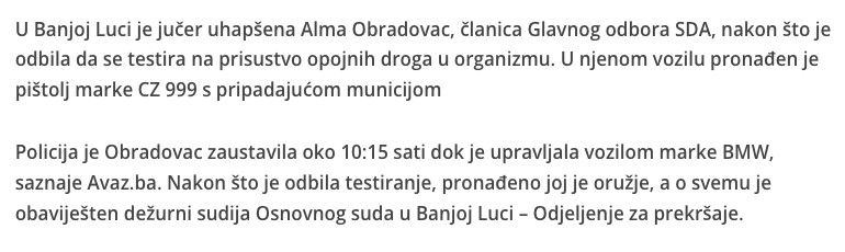Bosnia-and-Herzegovina-avmp/SOKANTNA-AKCIJA-U-BANJOJ-LUCI-Alma-Obradovac-uhapsena-s-pistol