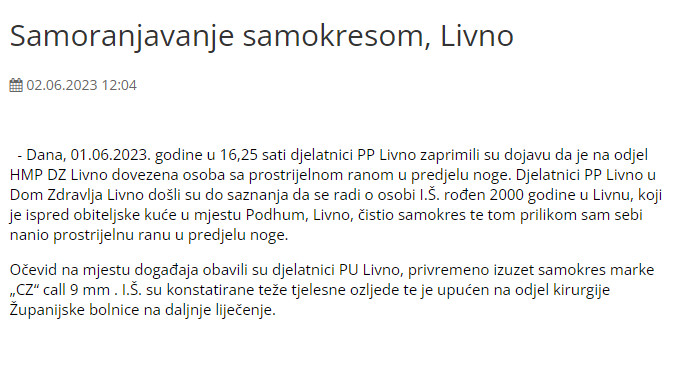 Bosnia-and-Herzegovina-avmp/Samoranjavanje-samokresom-Livno---MUP-K10