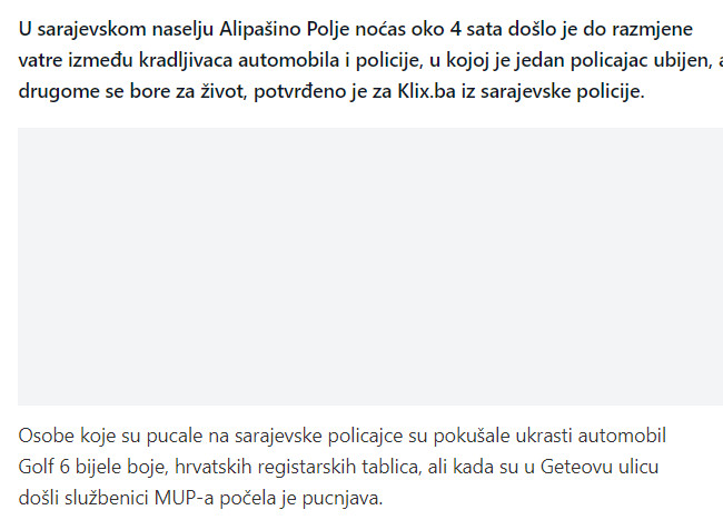 Bosnia-and-Herzegovina-avmp/Sarajevo-U-pucnjavi-prilikom-kradje-automobila-ubijen-jedan-po