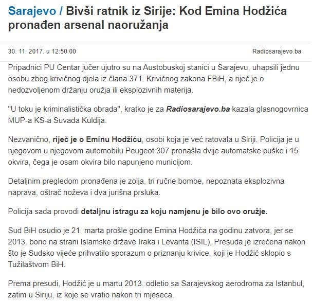 Bosnia-and-Herzegovina-avmp/Sarajevo-_Bivsi-ratnik-iz-Sirije_-Kod-Emina-Hodzica-pronaden-a