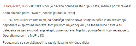 Bosnia-and-Herzegovina-avmp/Sarajevo-kao-divlji-zapad-Bacili-bombu-na-kucu-nema-povrijeden