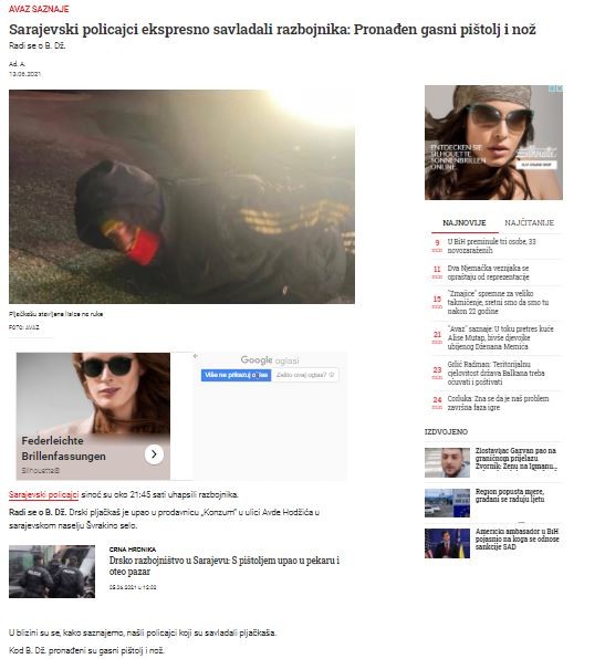 Bosnia-and-Herzegovina-avmp/Sarajevski-policajci-ekspresno-savladali-razbojnika_-Pronaden-
