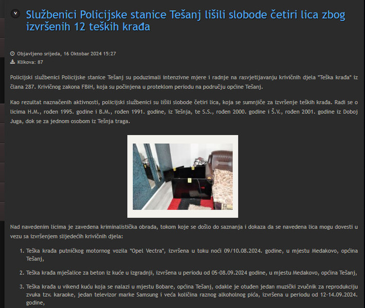 Bosnia-and-Herzegovina-avmp/Sluzbenici-Policijske-stanice-Tesanj-lisili-slobode-cetiri-lic