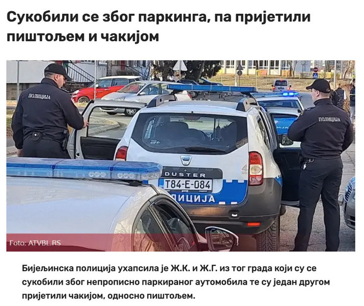 Bosnia-and-Herzegovina-avmp/Sukobili-se-zbog-parkinga-pa-pretili-pistoljem-i-cakijom