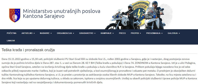 Bosnia-and-Herzegovina-avmp/Teska-kradja-i-pronalazak-oruzja