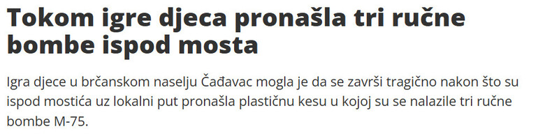 Bosnia-and-Herzegovina-avmp/Tokom-igre-djeca-pronasla-tri-rucne-bombe-ispod-mosta
