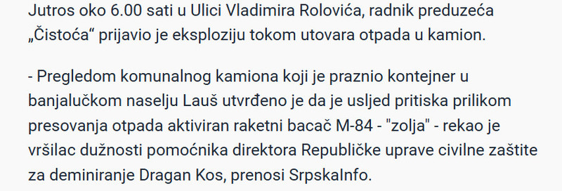 Bosnia-and-Herzegovina-avmp/Tokom-praznjenja-kontejnera-u-Banjaluci-aktivirana-zolja