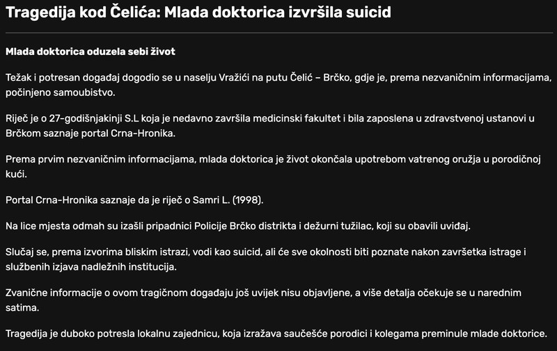 Bosnia-and-Herzegovina-avmp/Tragedija-kod-Celica_-Mlada-doktorica-izvrsila-suicid--Crna-hr