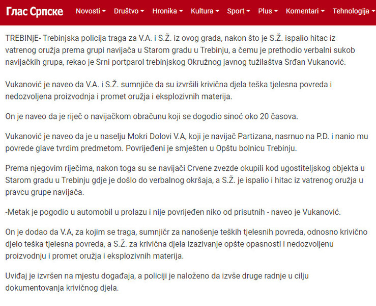 Bosnia-and-Herzegovina-avmp/Trebinjac-pucao-nakon-sukoba-navijaca-policija-traga-za-njim-_1